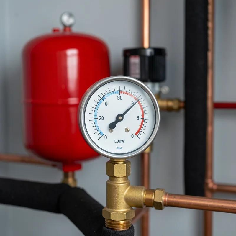 Manomètre et vase d&rsquo;expansion d&rsquo;un circuit de chauffage domestique