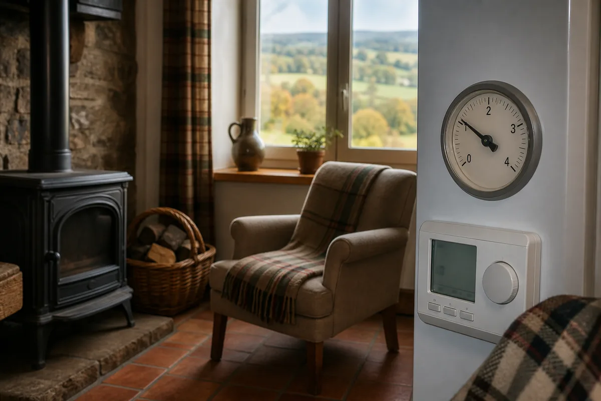 Manomètre de chaudière et thermostat d&rsquo;ambiance contrôlés avant un appel de dépannage